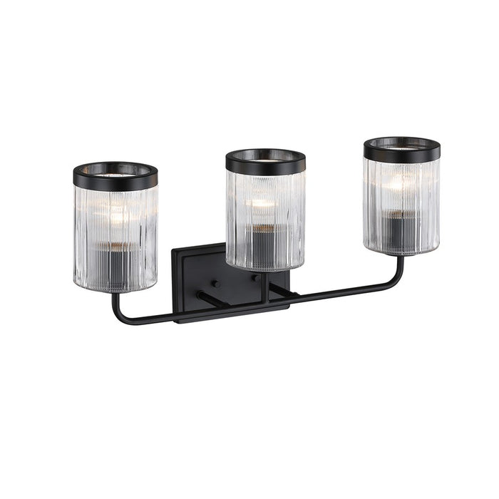 Designers Fountain Aspen 3Lt 24" Vanity, Black/Clear Ribbed