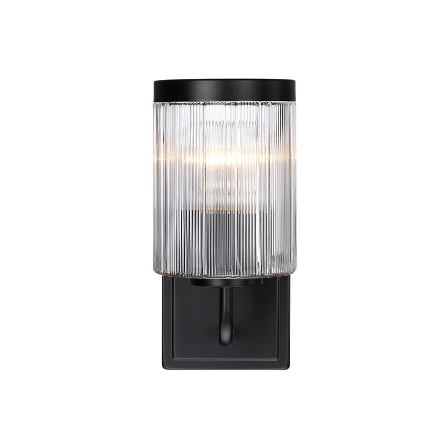 Designers Fountain Aspen 1Lt 5" Wall Sconce, Black/Clear Ribbed - D335M-WS-MB