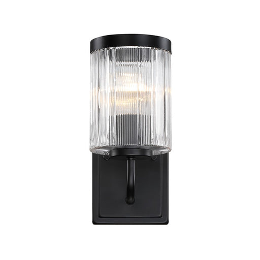 Designers Fountain Aspen 1Lt 5" Wall Sconce, Black/Clear Ribbed