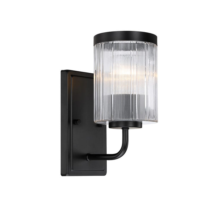 Designers Fountain Aspen 1Lt 5" Wall Sconce, Black/Clear Ribbed