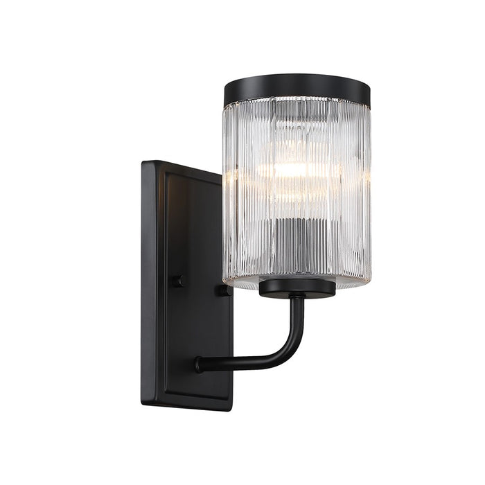 Designers Fountain Aspen 1Lt 5" Wall Sconce, Black/Clear Ribbed