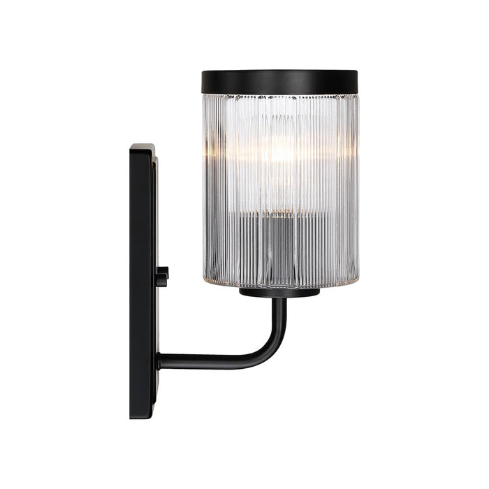 Designers Fountain Aspen 1Lt 5" Wall Sconce, Black/Clear Ribbed