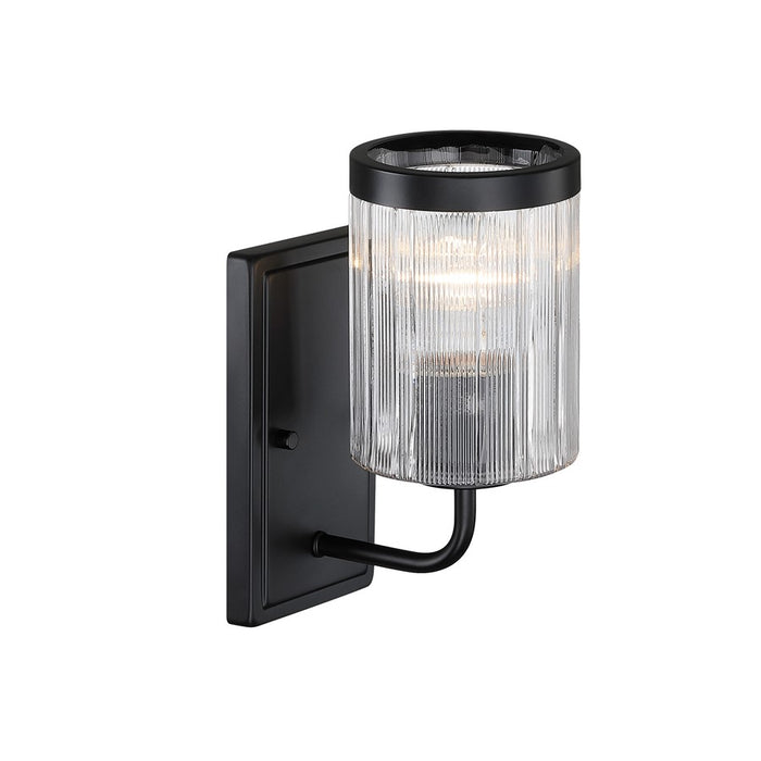 Designers Fountain Aspen 1Lt 5" Wall Sconce, Black/Clear Ribbed