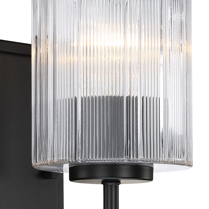 Designers Fountain Aspen 1Lt 5" Wall Sconce, Black/Clear Ribbed