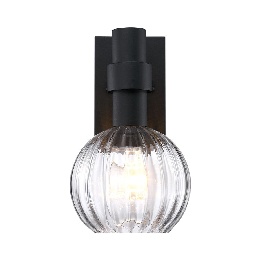 Designers Fountain Fernwood 1Lt 8" Outdoor Wall, BLK/Ribbed - D337M-13EW-BK