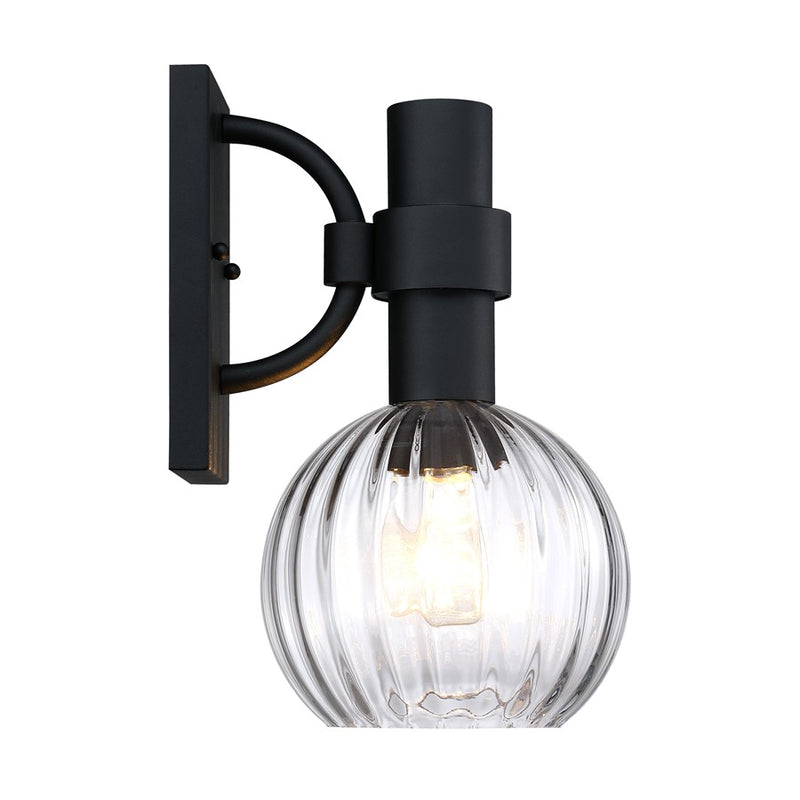 Designers Fountain Fernwood 1Lt 8" Outdoor Wall, BLK/Ribbed