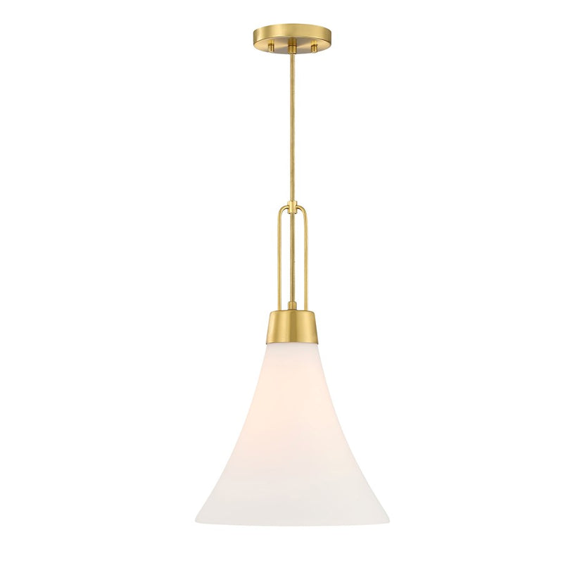 Designers Fountain Evergreen Oasis 1Lt 12" Pendant, Gold/Opal - D339M-12P-BG