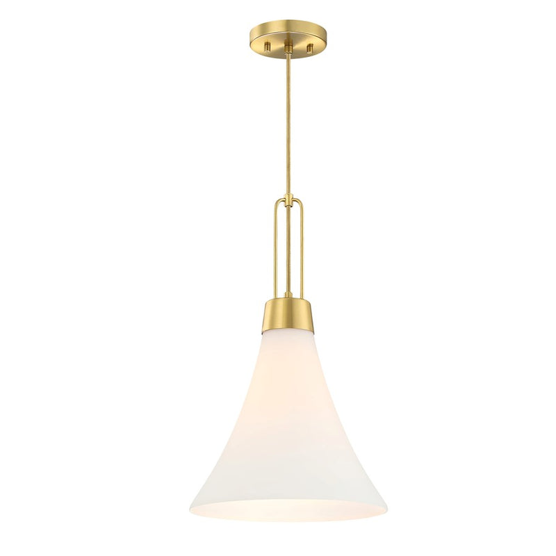 Designers Fountain Evergreen Oasis 1Lt 12" Pendant, Gold/Opal