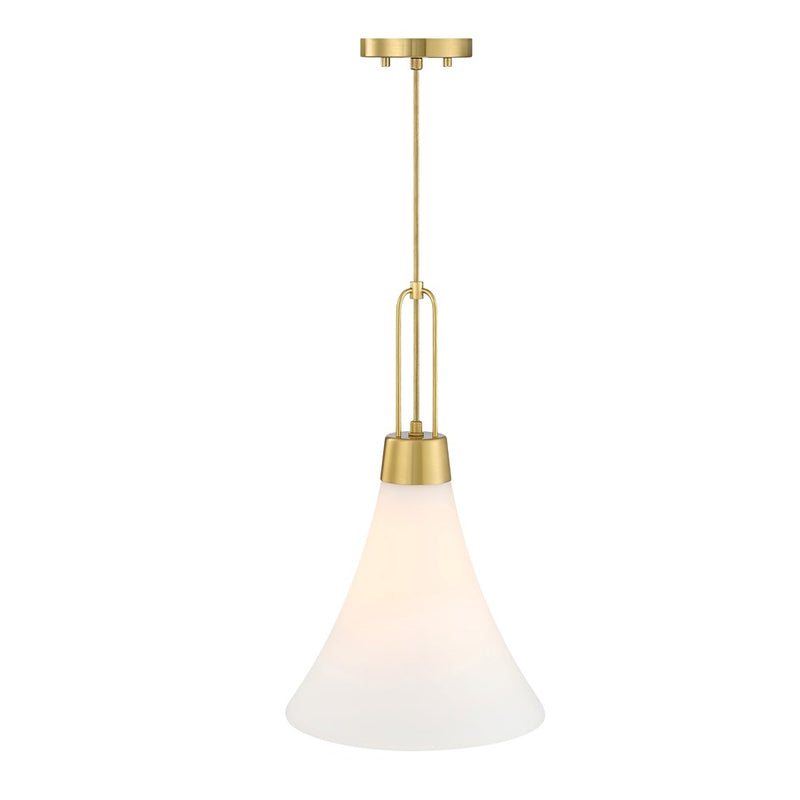Designers Fountain Evergreen Oasis 1Lt 12" Pendant, Gold/Opal