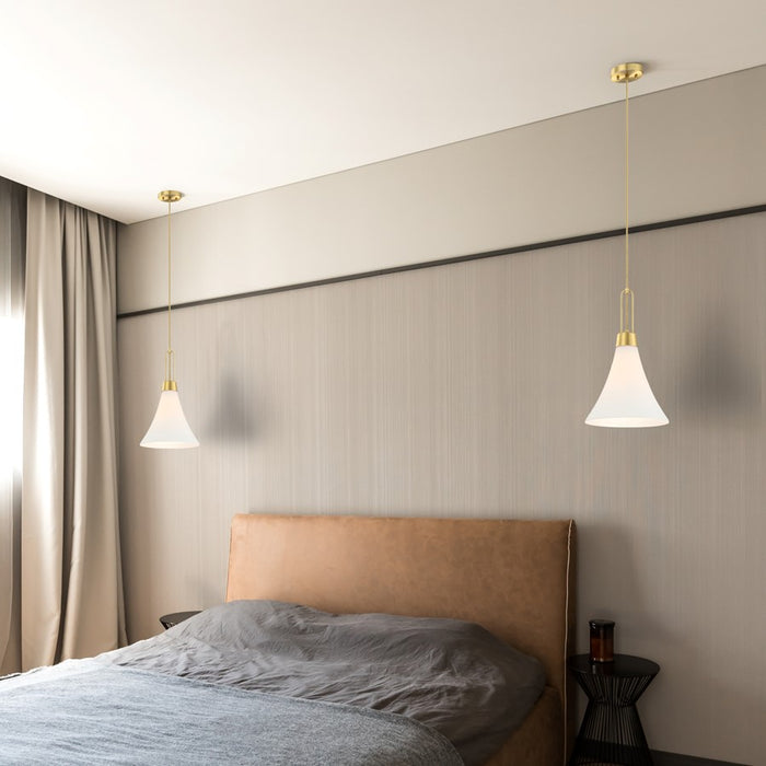 Designers Fountain Evergreen Oasis 1Lt 12" Pendant, Gold/Opal