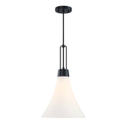 Designers Fountain Evergreen Oasis 1Lt 12" Pendant, BLK/Opal - D339M-12P-MB