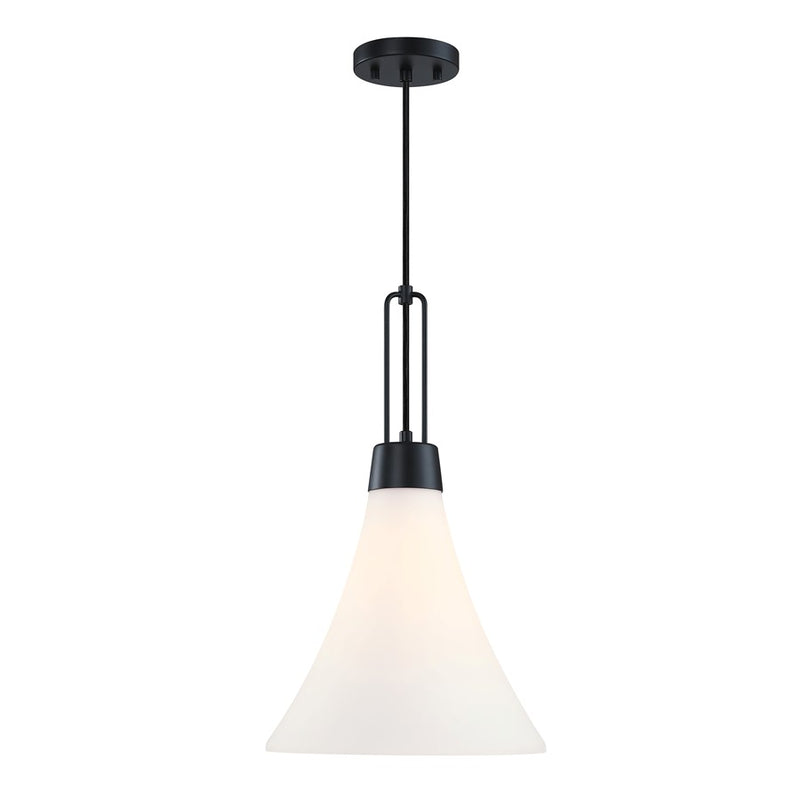 Designers Fountain Evergreen Oasis 1Lt 12" Pendant, BLK/Opal - D339M-12P-MB