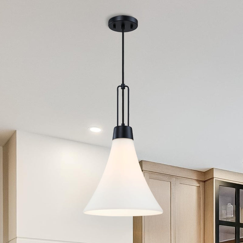 Designers Fountain Evergreen Oasis 1Lt 12" Pendant, BLK/Opal