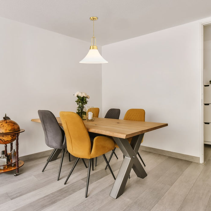 Designers Fountain Evergreen Oasis 1Lt 18" Pendant, Gold/Opal