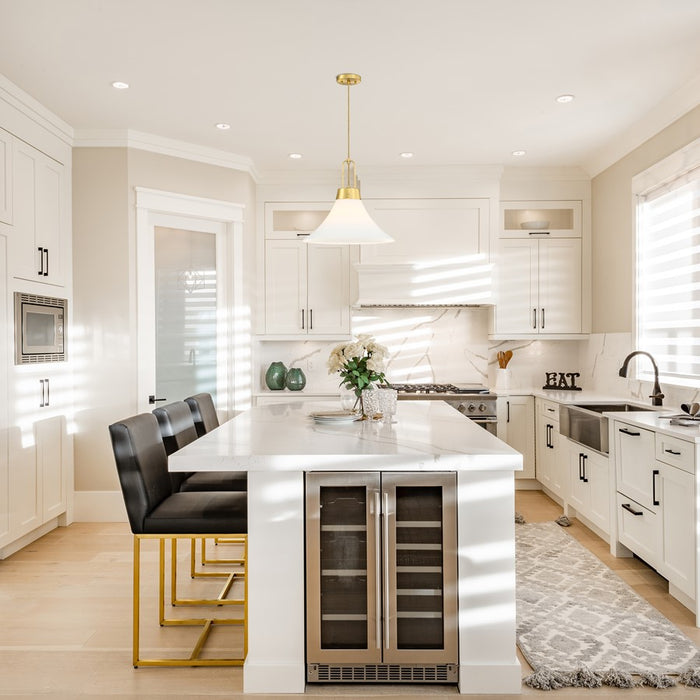 Designers Fountain Evergreen Oasis 1Lt 18" Pendant, Gold/Opal