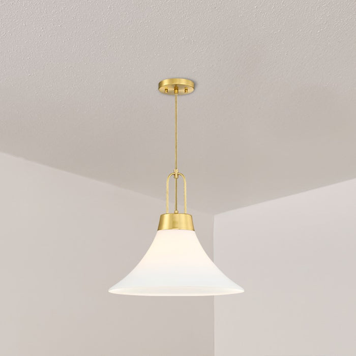 Designers Fountain Evergreen Oasis 1Lt 18" Pendant, Gold/Opal