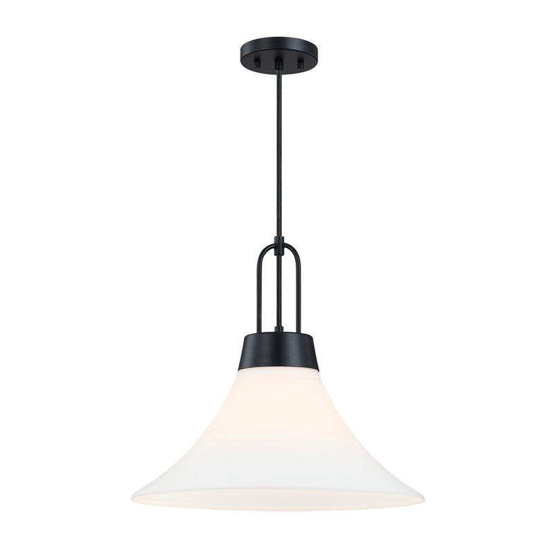 Designers Fountain Evergreen Oasis 1Lt 18" Pendant, BLK/Opal