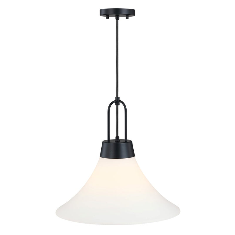 Designers Fountain Evergreen Oasis 1Lt 18" Pendant, BLK/Opal