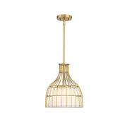 Designers Fountain Evensong 1Lt 12" Bell Pendant, Gold/Opal - D340M-12P-BG