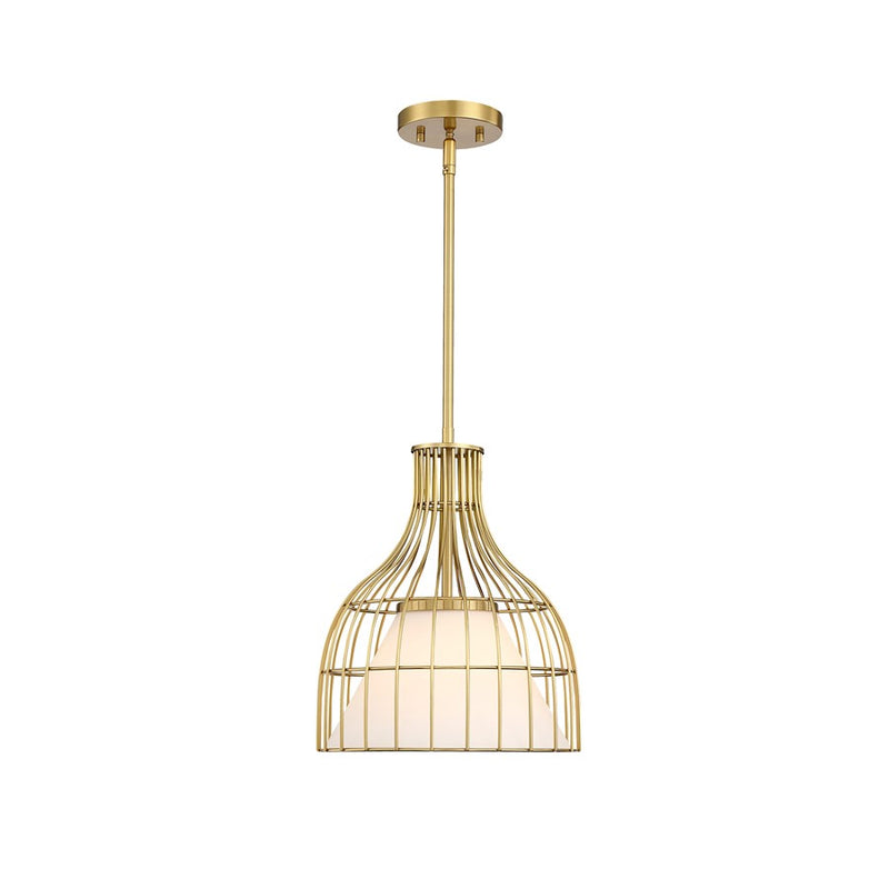 Designers Fountain Evensong 1Lt 12" Bell Pendant, Gold/Opal - D340M-12P-BG