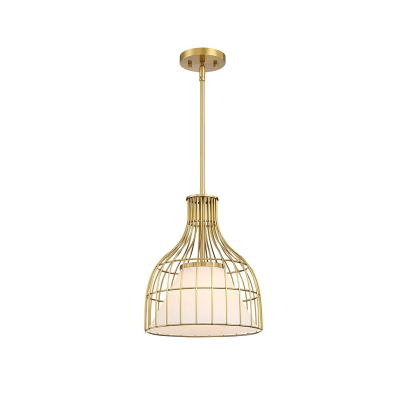 Designers Fountain Evensong 1Lt 12" Bell Pendant, Gold/Opal