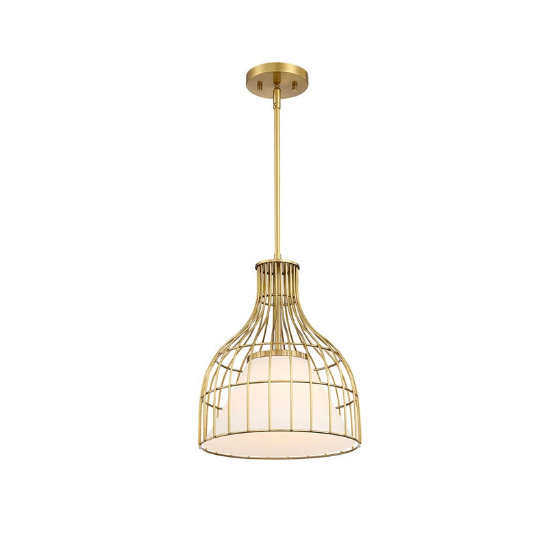 Designers Fountain Evensong 1Lt 12" Bell Pendant, Gold/Opal