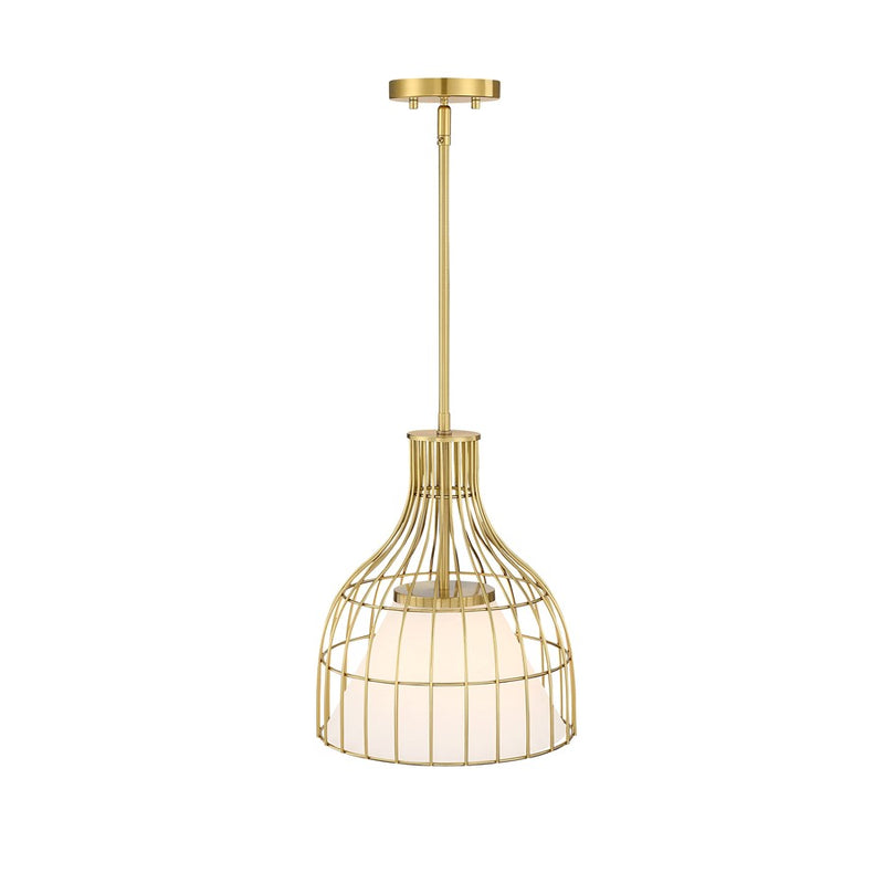 Designers Fountain Evensong 1Lt 12" Bell Pendant, Gold/Opal