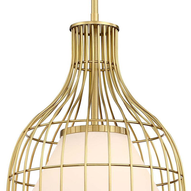 Designers Fountain Evensong 1Lt 12" Bell Pendant, Gold/Opal