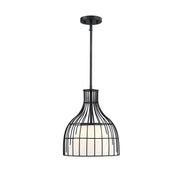 Designers Fountain Evensong 1Lt 12" Bell Pendant, Black/Opal - D340M-12P-MB
