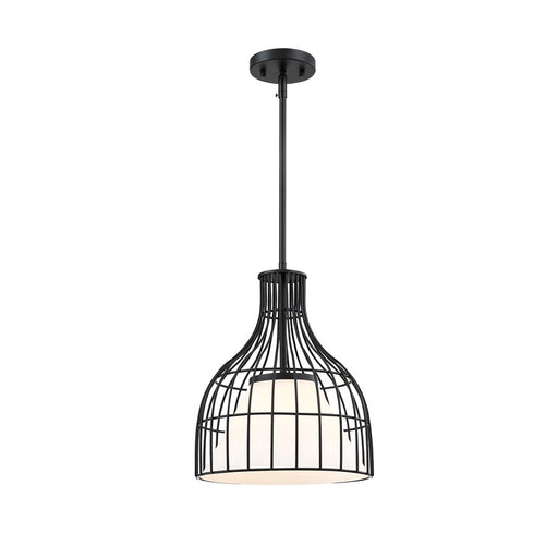 Designers Fountain Evensong 1Lt 12" Bell Pendant, Black/Opal