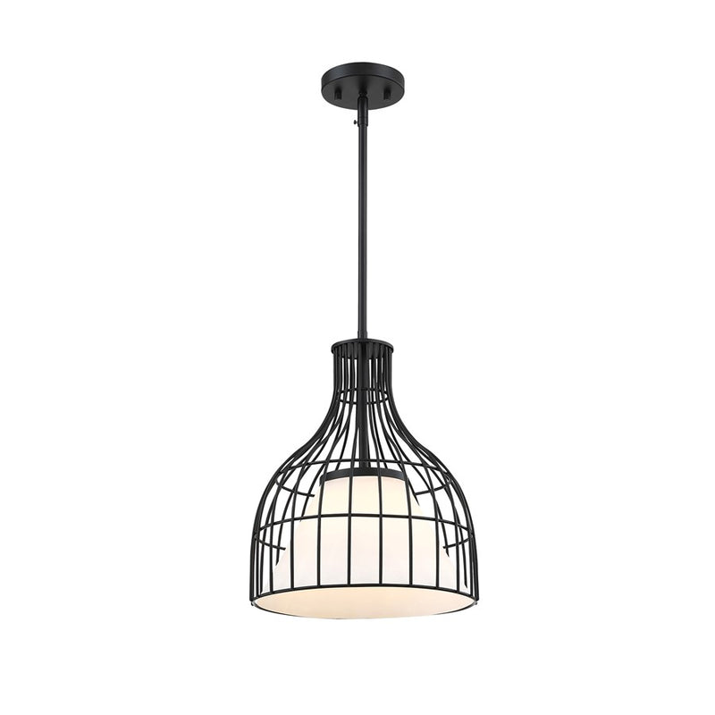 Designers Fountain Evensong 1Lt 12" Bell Pendant, Black/Opal