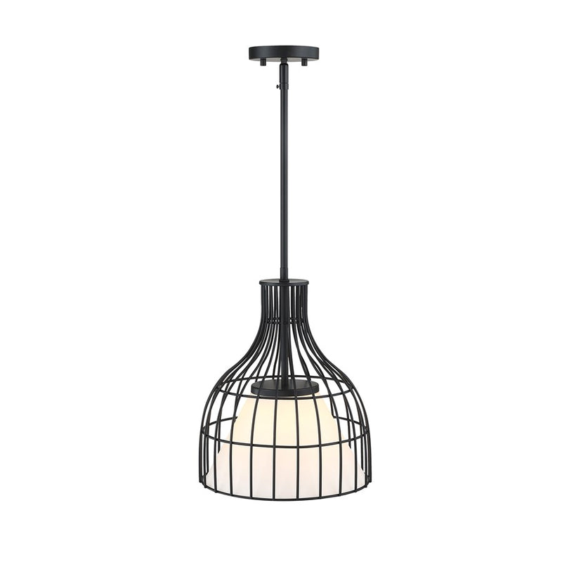 Designers Fountain Evensong 1Lt 12" Bell Pendant, Black/Opal
