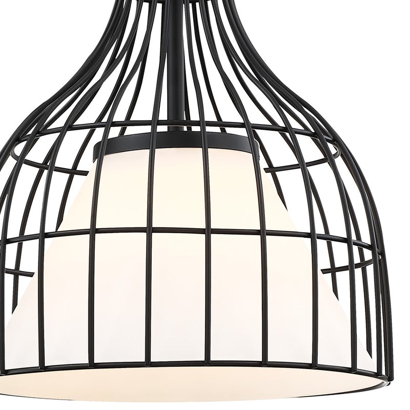 Designers Fountain Evensong 1Lt 12" Bell Pendant, Black/Opal