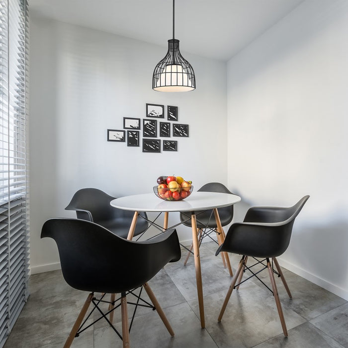 Designers Fountain Evensong 1Lt 12" Bell Pendant, Black/Opal