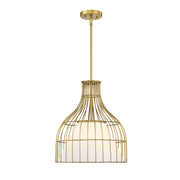 Designers Fountain Evensong 1Lt 16" Bell Pendant, Gold/Opal - D340M-16P-BG