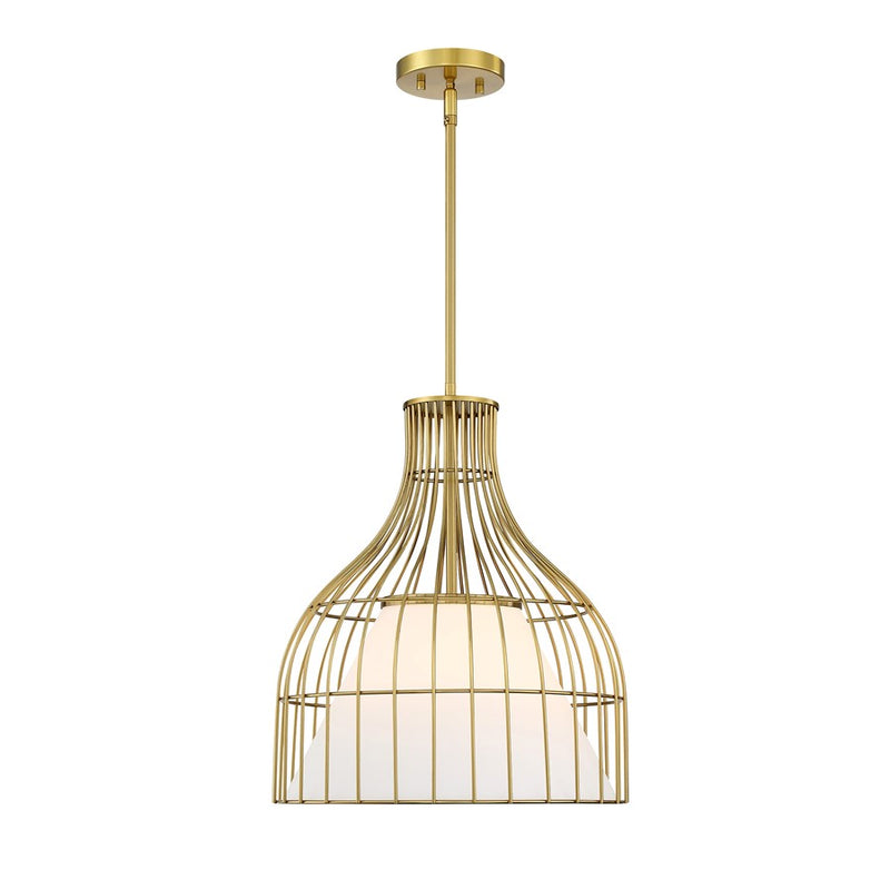 Designers Fountain Evensong 1Lt 16" Bell Pendant, Gold/Opal - D340M-16P-BG