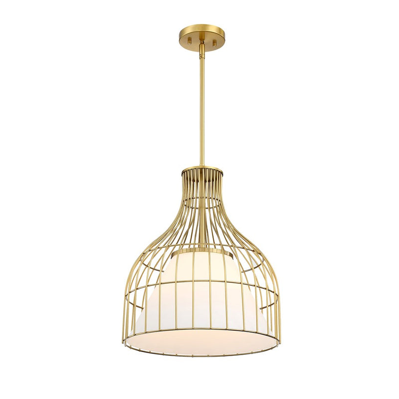 Designers Fountain Evensong 1Lt 16" Bell Pendant, Gold/Opal