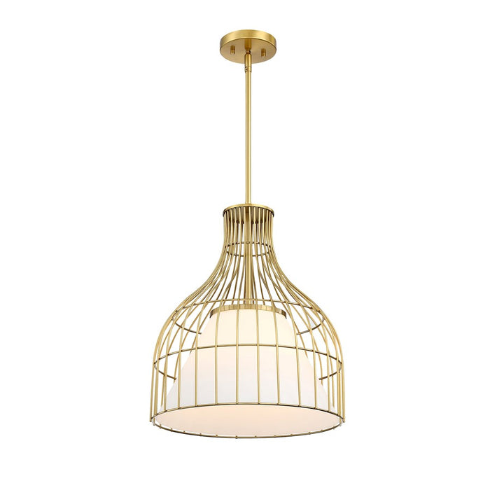 Designers Fountain Evensong 1Lt 16" Bell Pendant, Gold/Opal