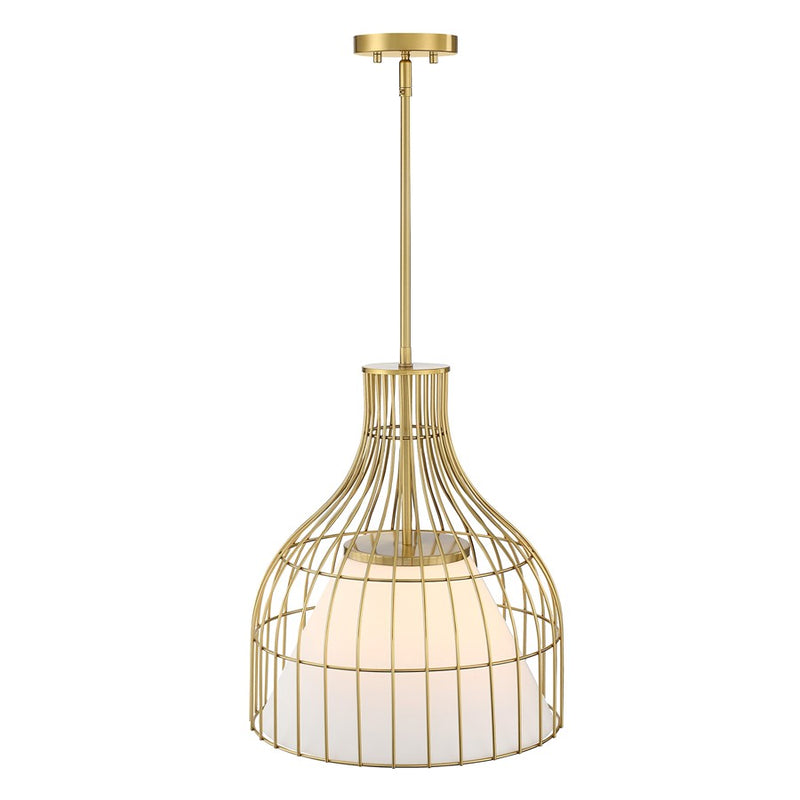 Designers Fountain Evensong 1Lt 16" Bell Pendant, Gold/Opal