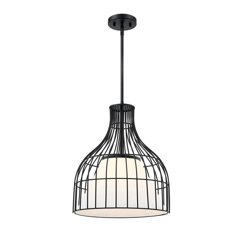 Designers Fountain Evensong 1Lt 16" Bell Pendant, Black/Opal