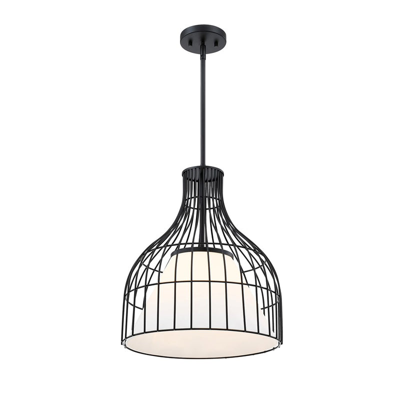 Designers Fountain Evensong 1Lt 16" Bell Pendant, Black/Opal