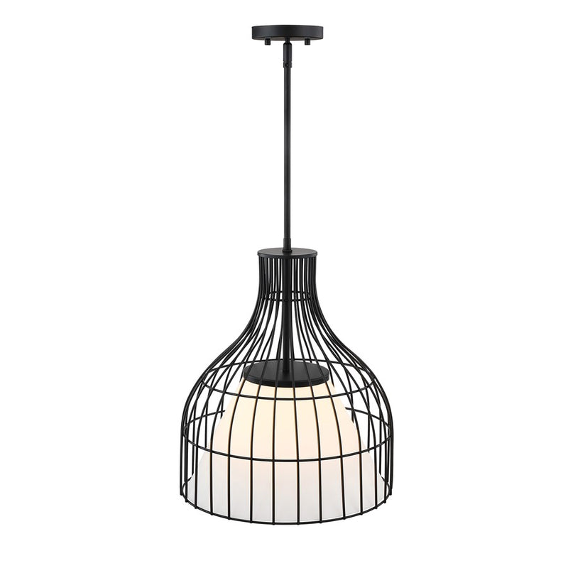 Designers Fountain Evensong 1Lt 16" Bell Pendant, Black/Opal