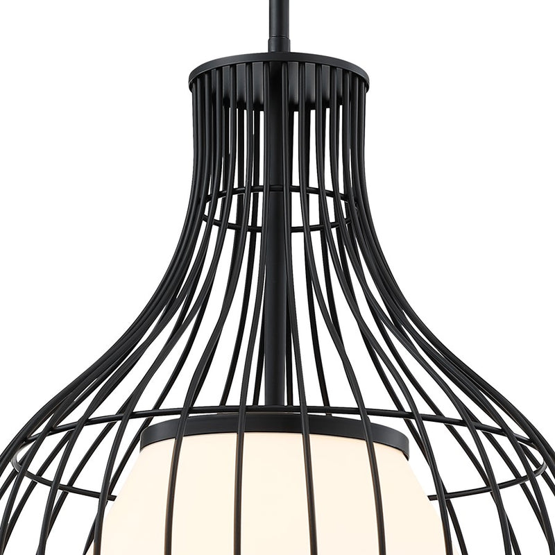 Designers Fountain Evensong 1Lt 16" Bell Pendant, Black/Opal