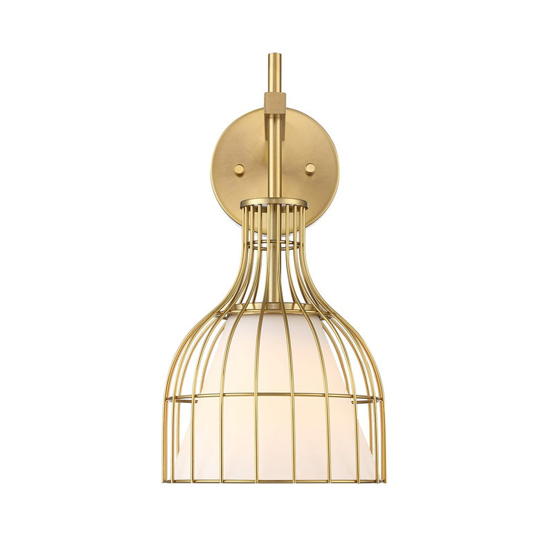 Designers Fountain Evensong 1Lt 8" Wall Sconce, Gold/Etched Opal - D340M-WS-BG