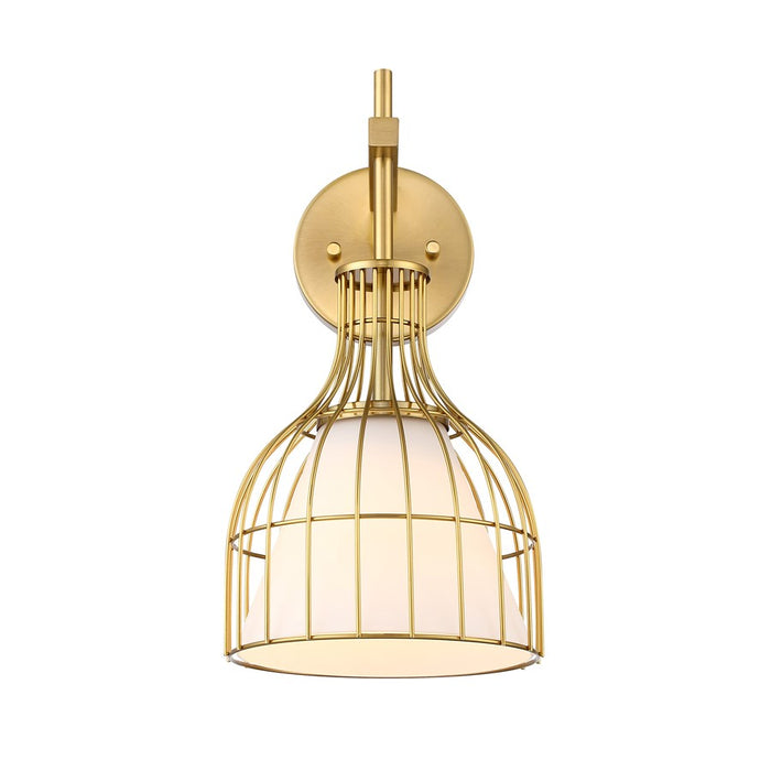 Designers Fountain Evensong 1Lt 8" Wall Sconce, Gold/Etched Opal