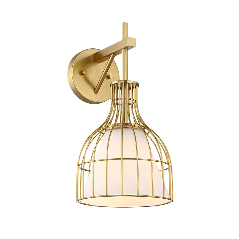 Designers Fountain Evensong 1Lt 8" Wall Sconce, Gold/Etched Opal