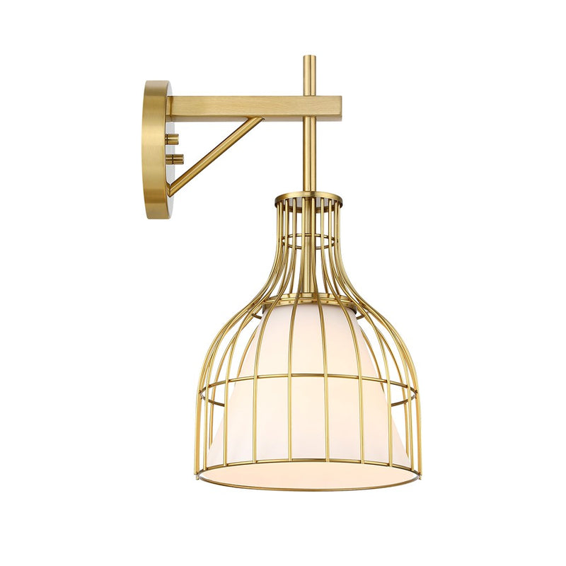 Designers Fountain Evensong 1Lt 8" Wall Sconce, Gold/Etched Opal