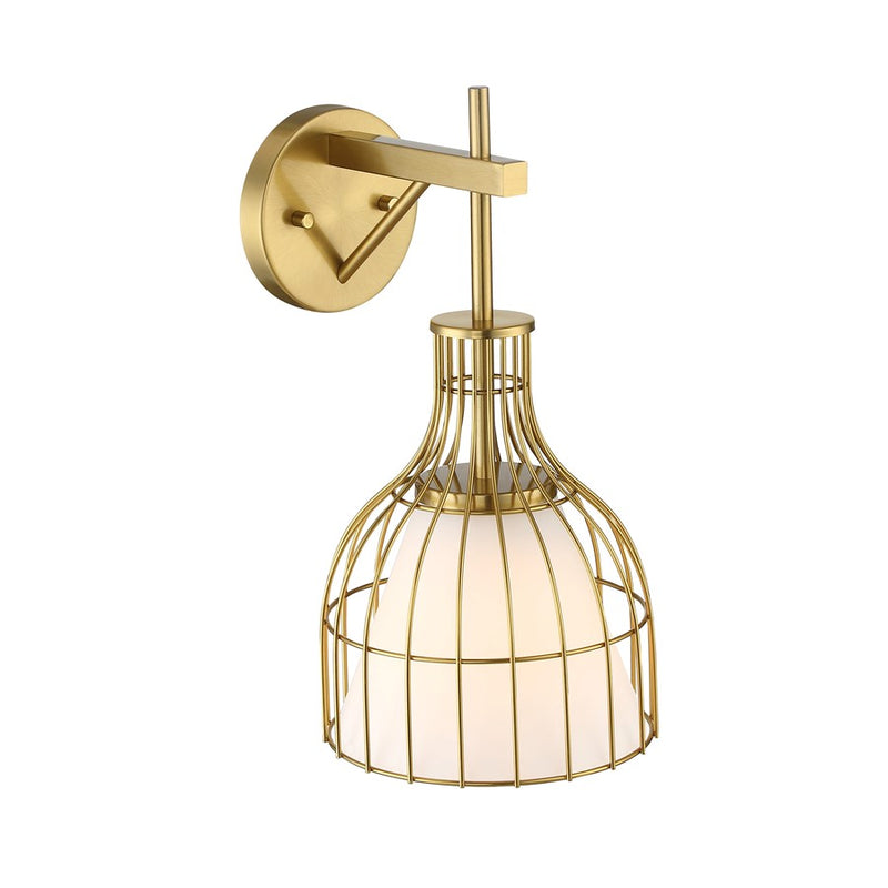 Designers Fountain Evensong 1Lt 8" Wall Sconce, Gold/Etched Opal