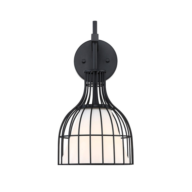 Designers Fountain Evensong 1Lt 8" Wall Sconce, Black/Etched Opal - D340M-WS-MB