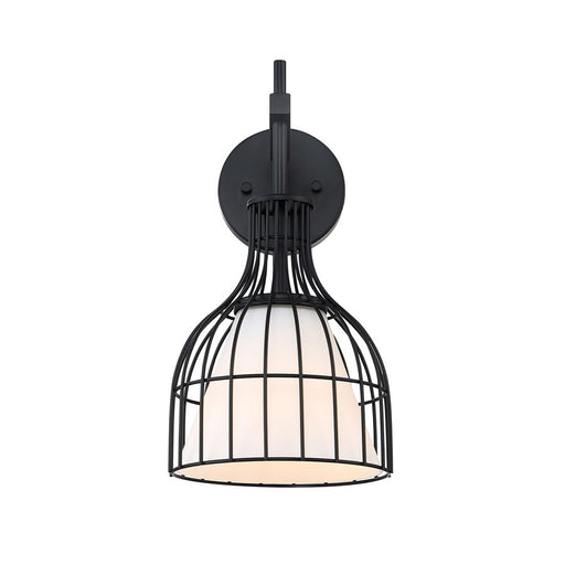 Designers Fountain Evensong 1Lt 8" Wall Sconce, Black/Etched Opal